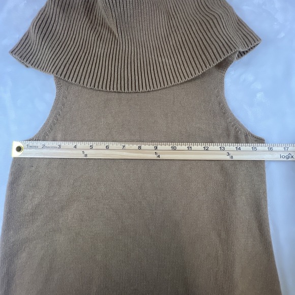 Michael Kors Women's Sleeveless Dark Tan Sweater Cowl Neck Size Small - Picture 7 of 10